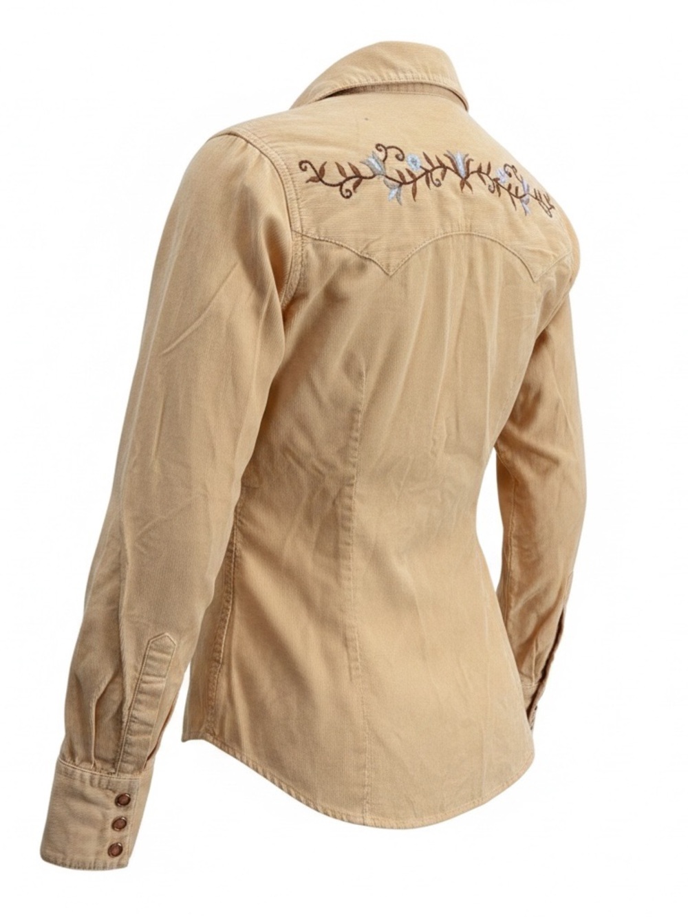 Arizona Jean Company Beige Western Embroidered Button-Down Shirt